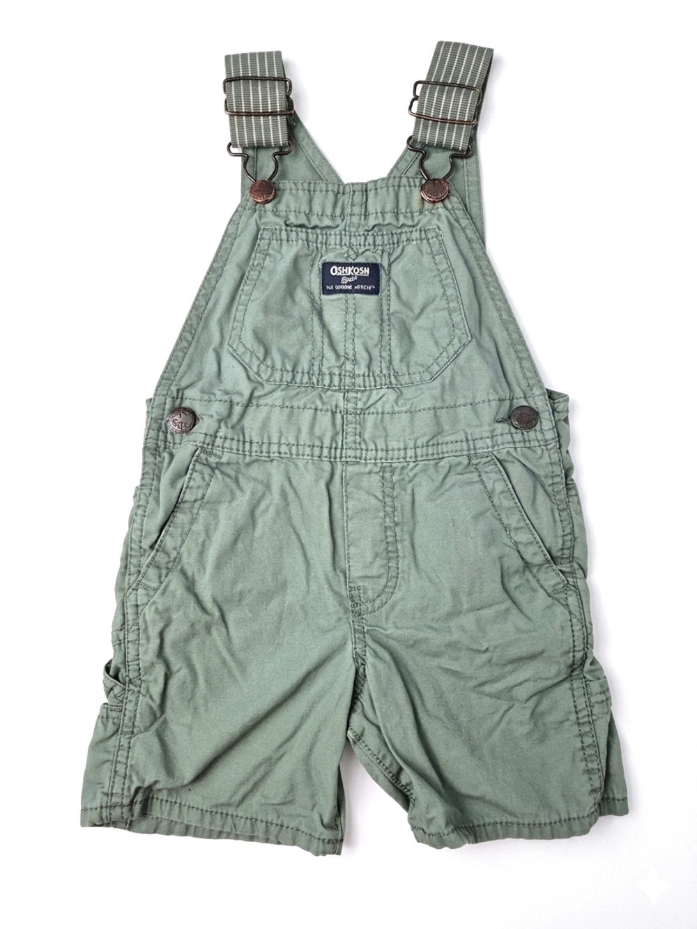 OshKosh B'gosh Sage Green Canvas Overalls Shortalls 2T